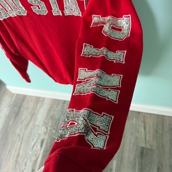 Victoria's Secret PINK Ohio State Buckeyes Bling Sequin Crewneck Sweatshirt XS N - Picture 4 of 7